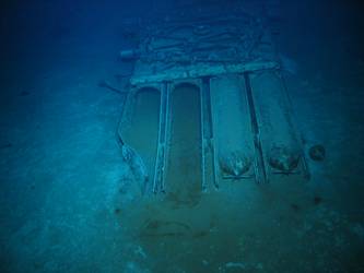 Quadruple torpedo tube mount on seabed - two weapons loaded